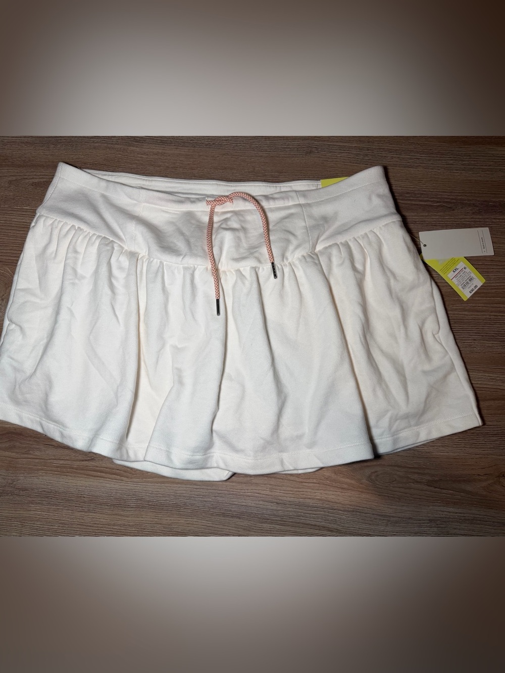 all in motion Cream Mini Skirt with Pink Drawstring